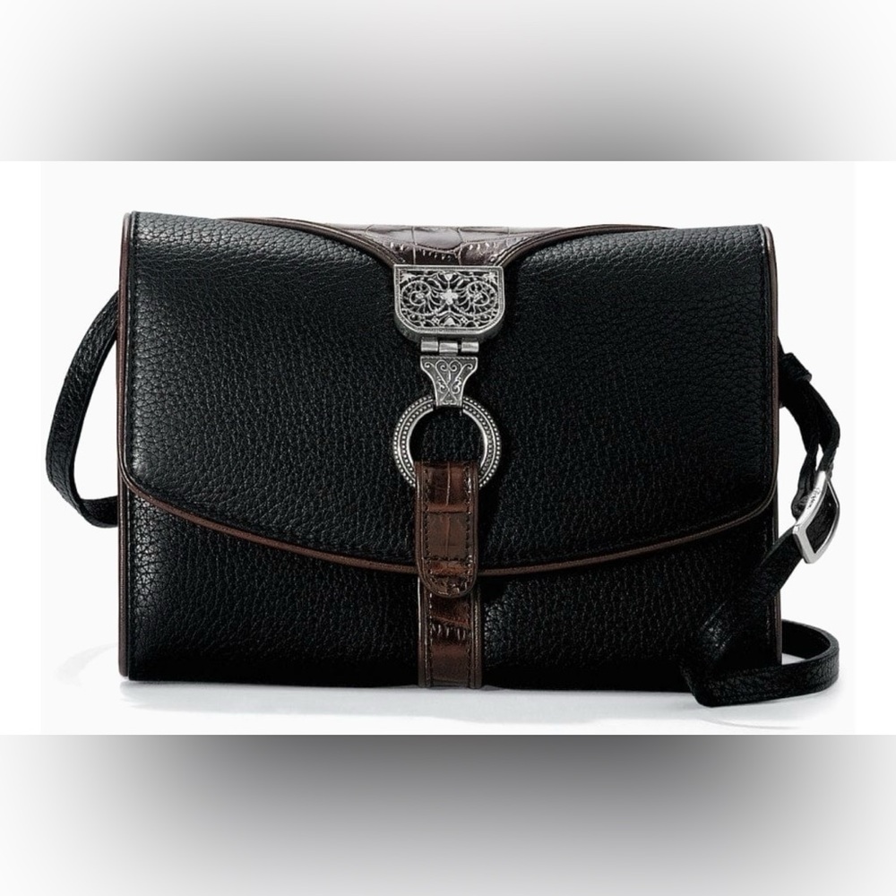 Brighton Leather Black and Brown Nepal organizer Crossbody